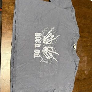 Rock On Graphic Crop Top - Gray